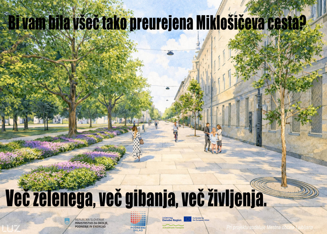 Na Miklošičevi cesti dogodek za vključevanje javnosti v razmislek o prihodnji ureditvi prostora