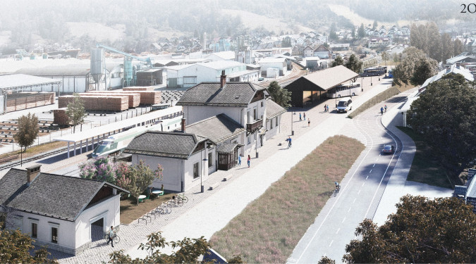 Izbrana arhitekturno-urbanistična rešitev za Potniško središče Bohinjska Bistrica